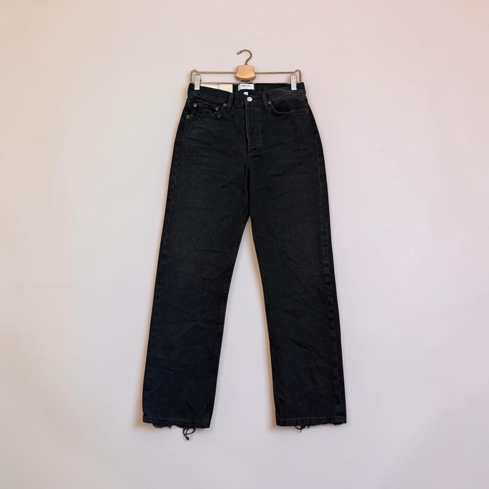 AGOLDE Jeans Womens 26 Black 90's Jean Mid Rise Loose Fit A069E-1157 Distressed